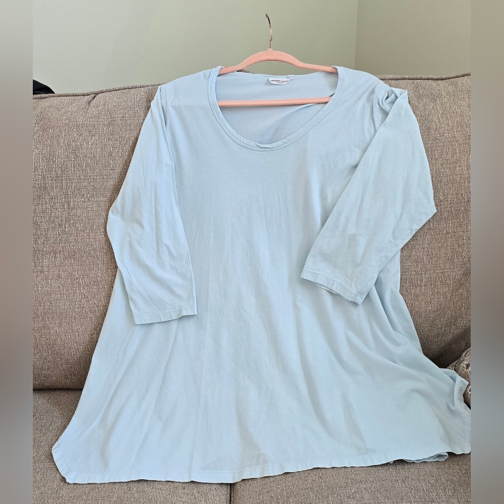 Prairie Cotton Sky Blue Tunic Top Large